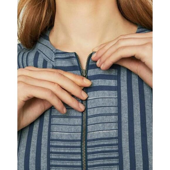 BCBGMaxAzria Tonal Canyon Short Sleeve Stripe Tunic Shift Dress Blue XXS NEW  #H - Picture 5 of 12